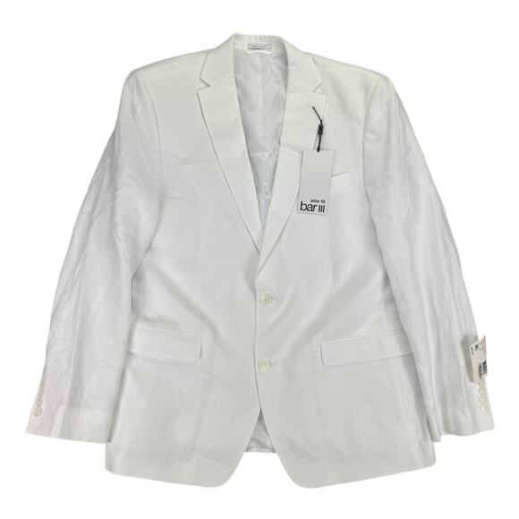 Bar III Mens Slim Fit 100% Linen Solid Suit Jacket White 44L